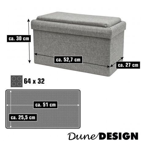 Dune Design® Sitzbank faltbar 52x27x30cm Hellgrau Скамья складная 52x27x30см светло-серая