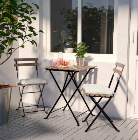 TARNO Tisch+2 stuhle/auben, schwarz/hellbraun lasiert 698.984.15, Cадовый cтол+2 стула, черный/светло-коричневый