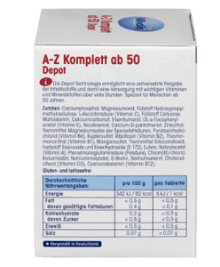 Mivolis A-Z Komplett ab 50 Tabletten Дас Гезунде Плюс, Комплексные витамины против старения От А до Z Komplett, для людей старше 50 лет, 100 шт