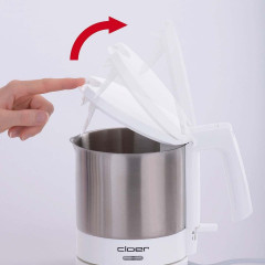 Cloer Cloer Wasserkocher 4721, 1L Kabelaufwicklung 2.000W Automatische Abschaltung Weiss Чайник Cloer 4721, 1 л, устройство для сматывания кабеля, 2000 Вт, автоматическое отключение, белый