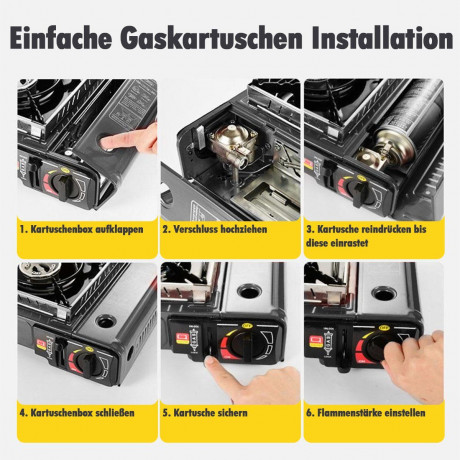 Melody Melody Gaskocher Campingkocher Gasherd Herd Tischkocher Outdoor Portable Campingherd, (1-St., mit Anzundautomatik), 34x25x11 cm (L/B/H) Газовая плита Мелодия, походная плита, газовая плита, настольная плита, уличная портативная походная плита, (1