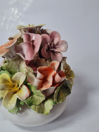 JRJS CLUJ Декоративная фигурка "Разноцветные цветы в вазе", ручная работа,  17см x 14см, Румыния, 1960-70гг.