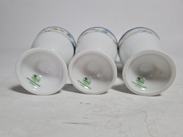 Подставка для яиц винтажная Hutschenreuther с ботаническим принтом, фарфор, 3 шт., 7 см, Германия, 1980-90гг.