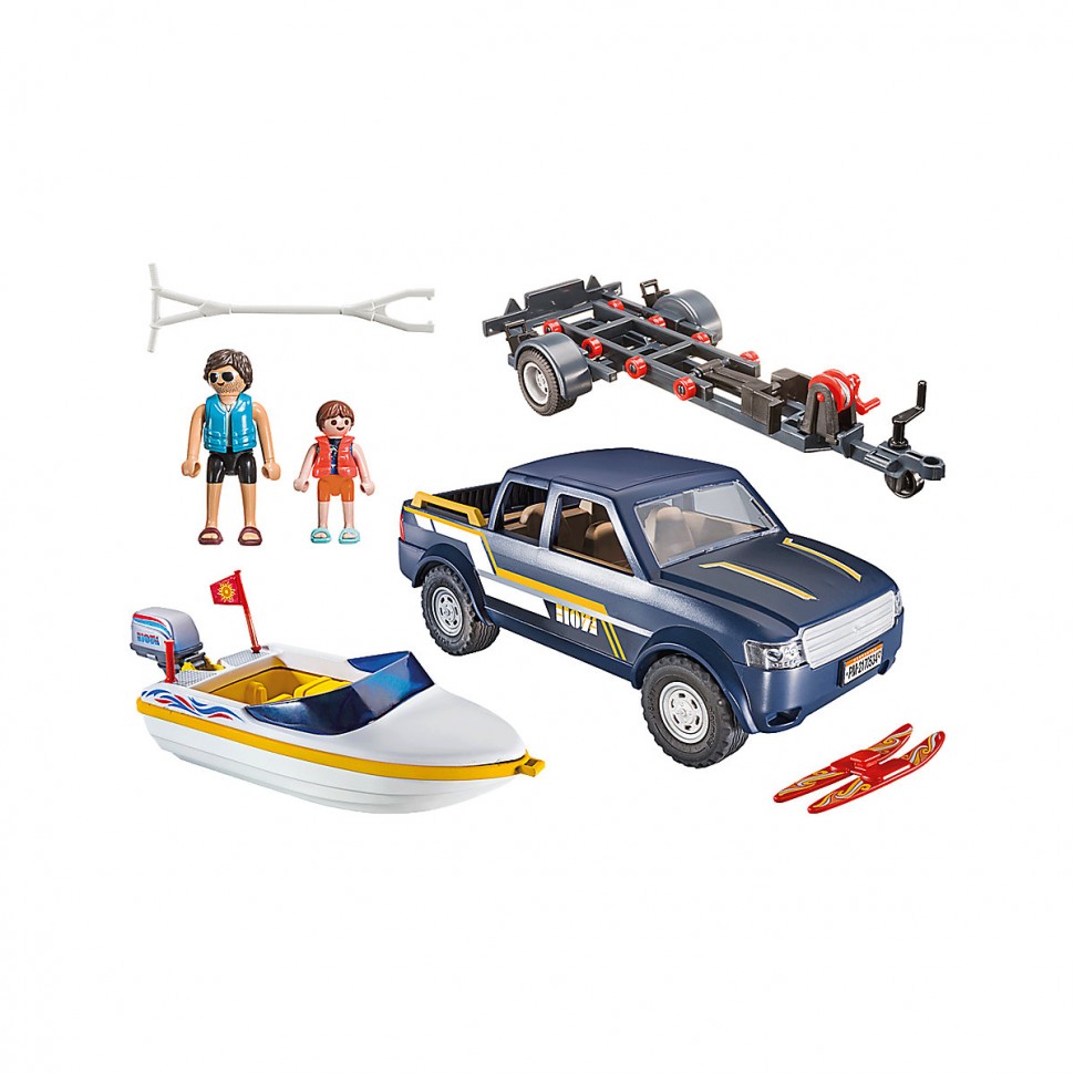 Купить PLAYMOBIL FamilyFun Pick-Up with Speedboat Семейный отдых на  скоростном катере в интернет-магазине Diskontshop.eu Германия всего за 6  257 руб. в