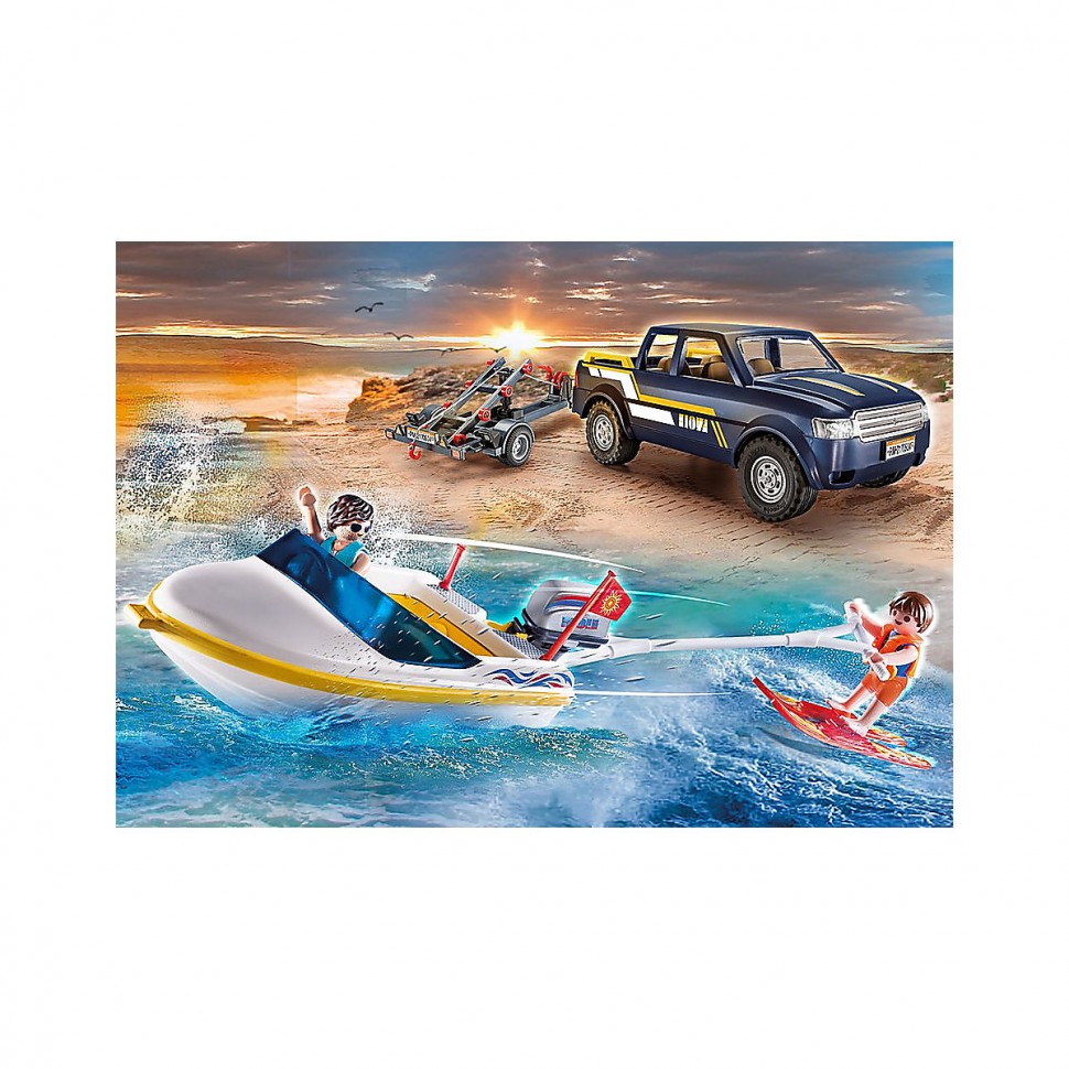 Купить PLAYMOBIL FamilyFun Pick-Up with Speedboat Семейный отдых на  скоростном катере в интернет-магазине Diskontshop.eu Германия всего за 6  257 руб. в