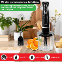 KESSMANN Schafer KESSMANN Schafer Stabmixer Set mit Purierbecher Zerkleinerer Schneebeesen 5Tlg Edelstahl Mixer, 600,00 W, Elektrischer Smoothie Maker Handmixer Ruhrstab Milchshake Blender Набор ручных блендеров KESSMANN Schafer с чашкой Purier, венчик-