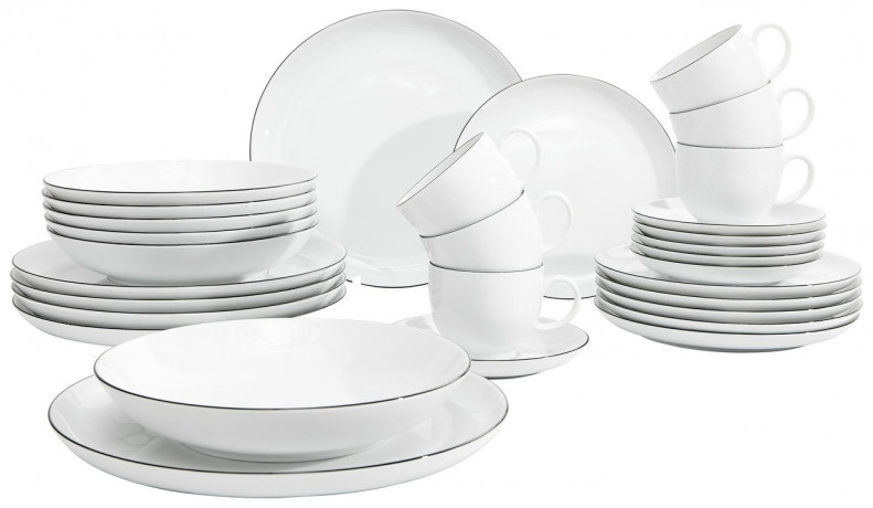 Seltmann Weiden Seltmann Weiden Kombiservice Lido Black Line 30-tlg. rund Weiss Комбинированный сервиз Seltmann Weiden Lido Black Line 30 шт. вокруг