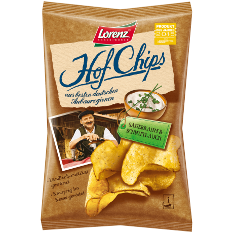 Lorenz Hof-Chips Sauerrahm & Schnittlauch Чипсы со вкусом сметаны и лука 110г
