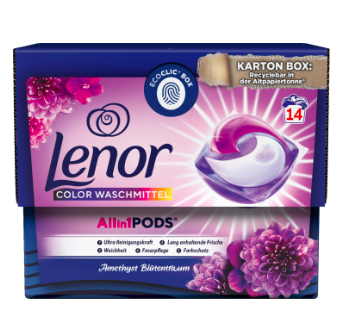 Lenor Colorwaschmittel Amethyst Blutentraum Pods, 3 х14 Wl, Капсулы для стирки Ленор 3в1 Цветочная мечта, 3 упаковки х 14 шт (42 штуки)