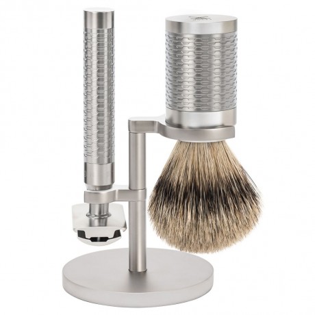 Muhle Rocca 3 tlg Rasierset Silberspitz, Griff Edelstahl Бритвенный набор Rocca из 3 серебряных наконечников, ручка из нержавеющей стали