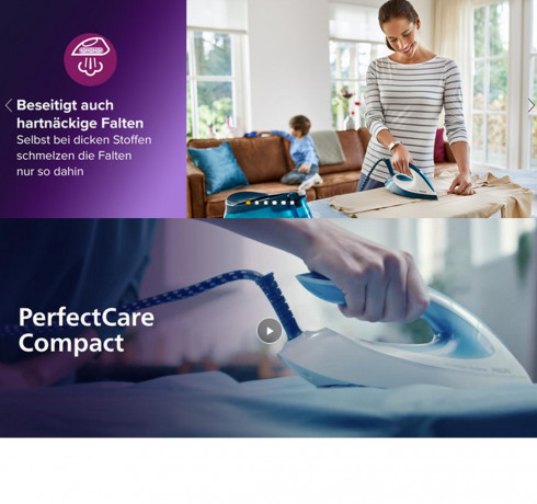 Philips Philips Dampfbugelstation OptimalTemp, Bugelstation Dampf Bugelstationen mit Dampfstation, 1500,00 ml Wassertank, 1,5L Tank abnehmbar, Dampf, Dampfbugeleisen,Dampfbugelstation  Паровая гладильная станция Philips OptimalTemp, гладильная станция пар