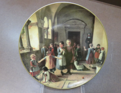 Hutschenreuther Dankgebet Коллекционная тарелка &quot;В монастырской школе&quot;, 6763А, худ. Benjamin Vautier, 20см, Германия, 1990г.