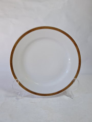 Чайное трио винтажное Kahla GDR с золотым узором по краю, фарфор, ГДР, 1960-70гг.