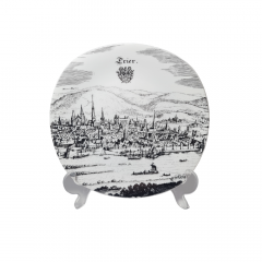 Altenkunststadt Декоративная квадратная тарелка в черно-белом цвете с изображением города Трир, 20 см, Германия, 1970-80гг.