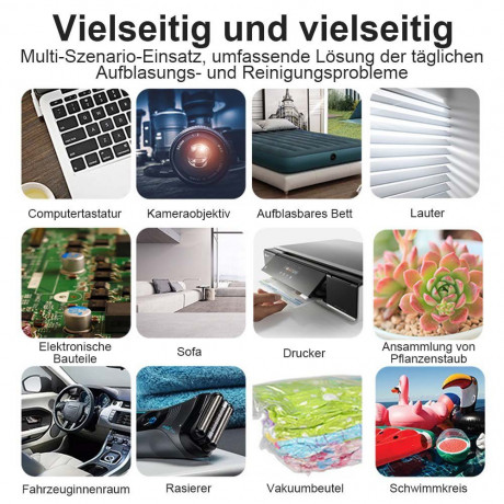 TUABUR TUABUR Akku-Handstaubsauger Kabelloser, wiederaufladbarer tragbarer Handstaubsauger mit, 9000Pa Staubsauger, ausgestattet mit 3*2000mA Akku, 3-in-1 multifunktionaler kabelloser Handstaubsauger, Geeignet fur Autos, Wohnungen und Buros Schwarz Беспро