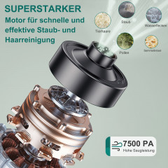 Vbrisi Vbrisi Akku-Handstaubsauger Handstaubsauger, Autostaubsauger 7500Pa Staubsauger, 4-in-1Multifunktionaler, Mit 4000mA-Akku, kann fur eine lange Zeit arbeiten. Kann in Wohnungen, Autos usw. verwendet werden, fur nassen und trockenen Gebrauch., 4-in-1