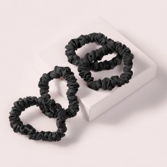 The Hair Edit Black Ruched Ribbon Scrunchies  Черные резинки для волос с рюшами и лентой