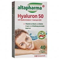 altapharma Hyaluron 50 mit Hyaluronsaure & Coenzym Q10 Гиалуроновая кислота 50 с коэнзимом Q10 с витамином А  24 г