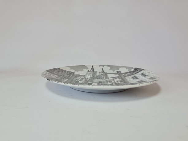 Тарелка декоративная винтажная Bareuther Bavaria с видами г. Кирдорф, Германия, 20 см, 1950-60гг.