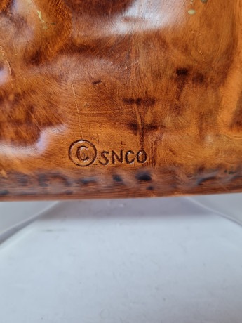 Резная разноцветная картина из дерева винтажная "Сан-Франциско" SNCO, 15,5 x 15,5 x 1,5 см, США, 1960-70гг.