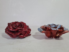 Фигурка винтажная JM, красно-голубая керамика, 2 шт, 9 x 9 x 4,5 см, Германия, 2008г.