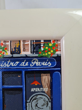 Картина винтажная ZODay "Бистро при отеле", в белой раме, 16,5 x 12,5 см, Германия, 1960-70гг.