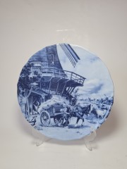 Scherzer Декоративная тарелка с подвесом &quot;Повозка у мельницы&quot; Дельфтский фарфор, Голландия/Германия, 24 см, 1984г