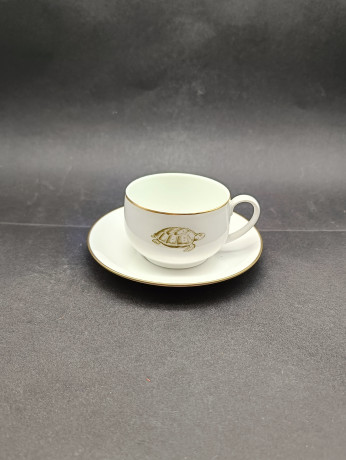 Набор для чая, чайные пары винтажные, P.T. / Tirschenreuth Bavaria "Черепашка", фарфор, чашка - 12 шт., блюдце - 9 шт., Германия, 1970-80гг.