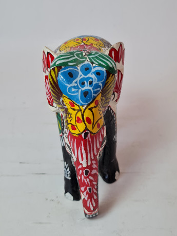 Фигурки декоративные винтажные "Слоны", дерево, ручная работа, 3 штуки х 12 x 13 см, Шри-Ланка, 1970-80гг.