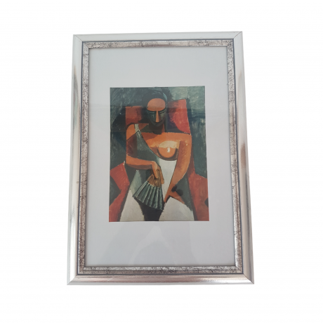 Картина винтажная "Женщина с веером " Пабло Пикассо, деревянная рама, 24 x 34 см, Германия, 1960-70гг.
