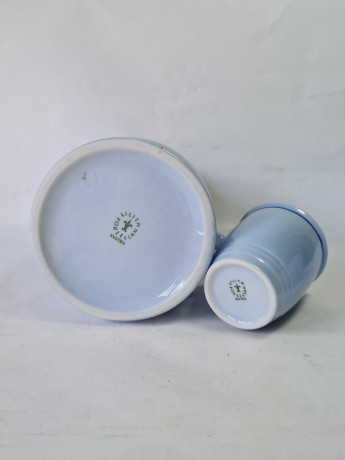 Набор чайный винтажный Lilien Porzellan в голубых тонах: кувшин, 6 чашек, Австрия, 1960-70гг.