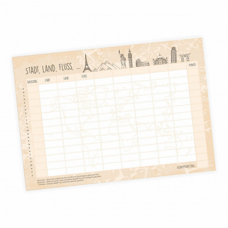 nikima Papeterie A4 Spielblock Stadt Land Fluss Reisespiel Reisespiele Игровая площадка Papeterie A4 игра в город