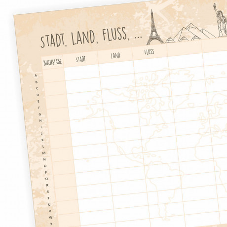 nikima Papeterie A4 Spielblock Stadt Land Fluss Reisespiel Reisespiele Игровая площадка Papeterie A4 игра в город