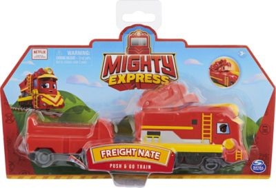 Spin Master Mighty Express Push-and-go Zug Frachter Nick mit Guterwaggon Грузовой поезд Mighty Express Push-and-go Ник с товарным вагоном