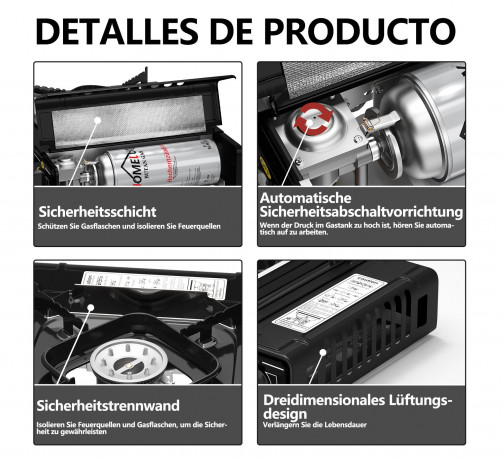 HOMELUX HOMELUX Gaskocher Campingkocher 2 flammig mit Gaskartuschen fur Grill Camper, (0-St), 2 x 2,5KW Газовая плита HOMELUX походная 2 пламени с газовыми баллончиками для кемпера-гриля, (0 шт.), 2 x 2,5 кВт