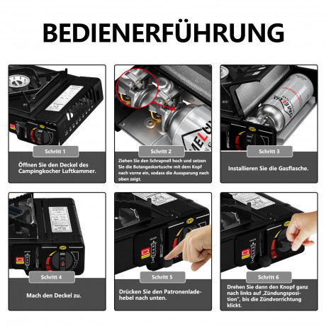 HOMELUX HOMELUX Gaskocher Campingkocher 2 flammig mit Gaskartuschen fur Grill Camper, (0-St), 2 x 2,5KW Газовая плита HOMELUX походная 2 пламени с газовыми баллончиками для кемпера-гриля, (0 шт.), 2 x 2,5 кВт