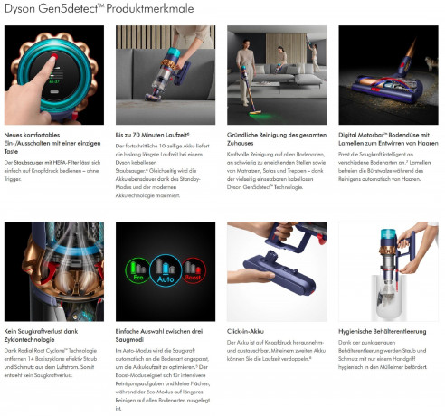 DYSON DYSON Akku-Stielstaubsauger Gen5Detect Absolute Staubsauger Kabellos Akkusauger Handstaubsauger, Beutellos, Akkusauger Kabelloser Akkuhandstaubsauger Handstaubsauger Beutellos Nachtblau/Kupfer Беспроводной пылесос DYSON Gen5Detect Абсолютный пылесос