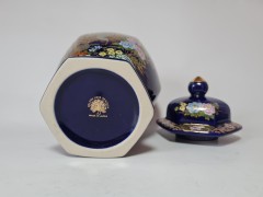 Golden love peacock Винтажная кобальтовая Ваза с позолотой 24К "Павлин в цветах", 25см, Япония 1960г.