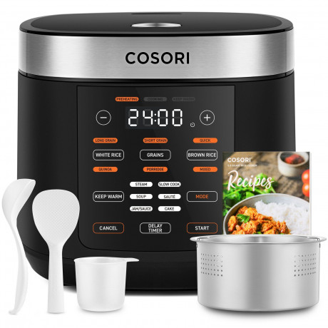 Cosori Cosori Multikocher CRC-R501-KEU + Zubehor, 970,00 W, 5,00 l Schussel,Reis und Getreide, kochen, dampfen, backen, Suppen, warmhalten, Timer  Мультиварка Cosori CRC-R501-KEU + аксессуары, 970,00 Вт, чаша 5,00 л, рис и крупы, приготовление, приготовле
