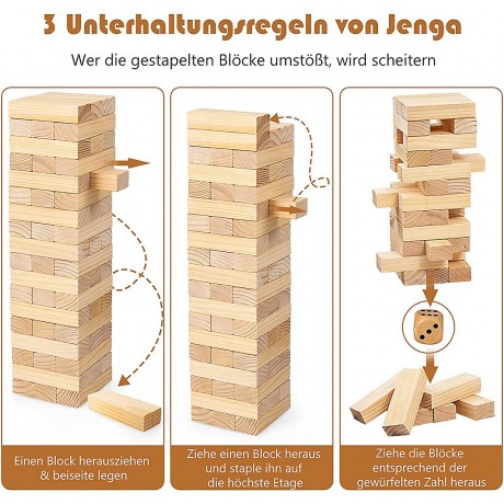 COSTWAY Wackelturm 54 Blocke aus Kiefernholz Качающаяся башня из 54 блоков из сосны.
