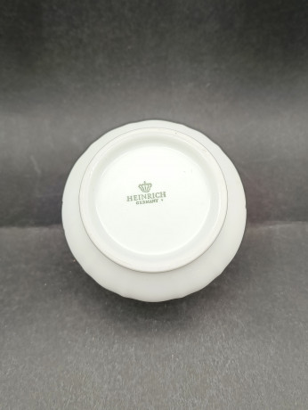 Набор для чая винтажный Heinrich с зеленым декором, чашка и сахарница, фарфор, чашка, сахарница, Германия, 1960-70гг.