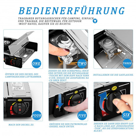 HOMELUX HOMELUX Gaskocher Edelstahl Campingkocher 2 flammig mit Gaskartuschen fur Grill Camper, (0-St), 2 x 2,5KW Газовая плита HOMELUX походная из нержавеющей стали, 2 пламени с газовыми баллонами для кемпера-гриля, (0 шт.), 2 x 2,5 кВт