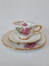 St. BAVARIA Винтажное Чайное трио "Розовые гвоздики" с позолотой Германия, 1960-70гг.