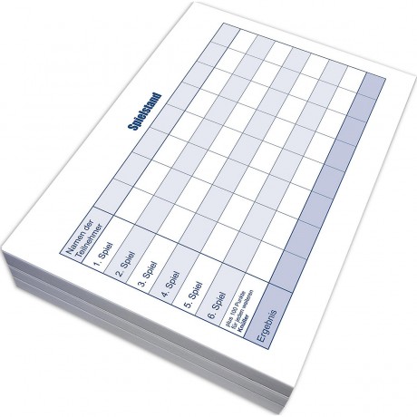 RNK Verlag Block Wurfelspiel-Gewinnblatt Блок Craps Выигрышная рука