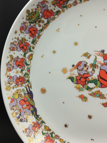 Тарелка сервировочная винтажная Rosenthal с рождественским декором, фарфор, 28 см, Германия, 1970-80гг.