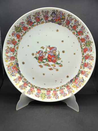 Тарелка сервировочная винтажная Rosenthal с рождественским декором, фарфор, 28 см, Германия, 1970-80гг.