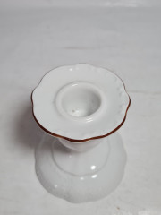 Подсвечник винтажный Seltmann Weiden, белый с золотой каймой, фарфор, 10 x 9 см, Германия, 1960-70гг.