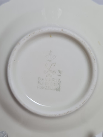 Пепельница винтажная Elfenbein Bavaria с цветочным декором, фарфор, 10,5 x 1,5 см, Германия, 1960-70гг.