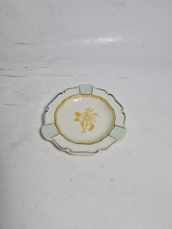 Пепельница винтажная Elfenbein Bavaria с цветочным декором, фарфор, 10,5 x 1,5 см, Германия, 1960-70гг.