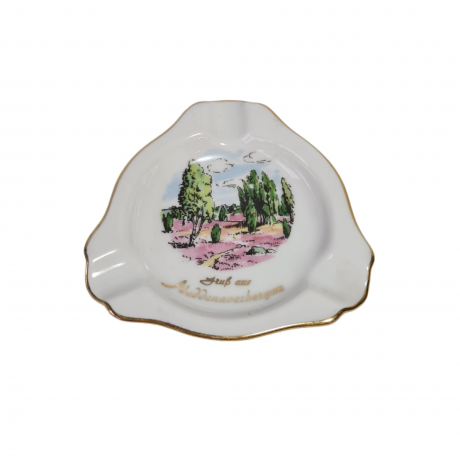 Пепельница винтажная Plankenhammer Floss Bavaria "Пейзаж в Нуддернбергене", фарфор, 8,5 x 1,5 см,  Германия, 1960-70гг.